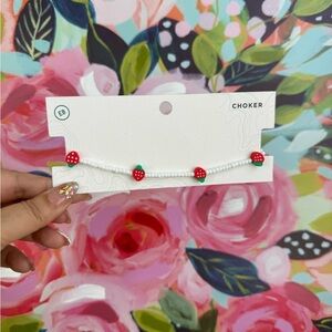White Beaded Strawberry Choker | O4